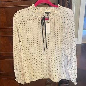 Ann Taylor Factory Black and White Polka Dot Blouse